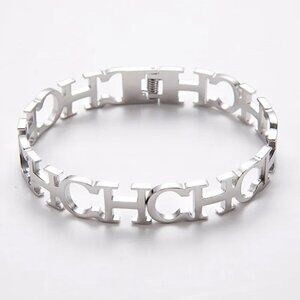 Stainless Steel Luxury CH Design Fashion Bangle, Hinge Opening